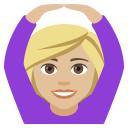 Woman Gesturing Ok Emoji with Medium-Light Skin Tone, Emoji One style