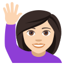 Woman Raising Hand Emoji with Light Skin Tone, Emoji One style