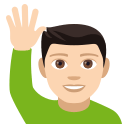 Man Raising Hand Emoji with Light Skin Tone, Emoji One style