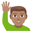 Man Raising Hand Emoji with Medium Skin Tone, Emoji One style