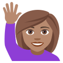 Person Raising Hand Emoji with Medium Skin Tone, Emoji One style