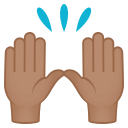 Raising Hands Emoji with Medium Skin Tone, Emoji One style