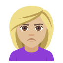Woman Pouting Emoji with Medium-Light Skin Tone, Emoji One style
