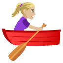 Woman Rowing Boat Emoji with Medium-Light Skin Tone, Emoji One style