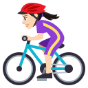 Woman Biking Emoji with Light Skin Tone, Emoji One style
