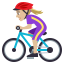Woman Biking Emoji with Medium-Light Skin Tone, Emoji One style