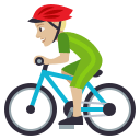 Man Biking Emoji with Medium-Light Skin Tone, Emoji One style