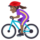 Woman Biking Emoji with Medium-Dark Skin Tone, Emoji One style