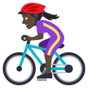 Woman Biking Emoji with Dark Skin Tone, Emoji One style