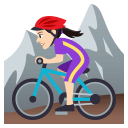 Woman Mountain Biking Emoji with Light Skin Tone, Emoji One style