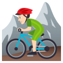 Man Mountain Biking Emoji with Light Skin Tone, Emoji One style