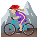 Woman Mountain Biking Emoji with Medium-Light Skin Tone, Emoji One style