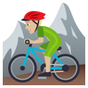 Man Mountain Biking Emoji with Medium-Light Skin Tone, Emoji One style