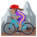 Woman Mountain Biking Emoji with Medium Skin Tone, Emoji One style