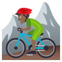 Man Mountain Biking Emoji with Medium-Dark Skin Tone, Emoji One style