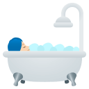 Person Taking Bath Emoji with Light Skin Tone, Emoji One style