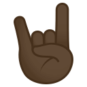 Sign of the Horns Emoji with Dark Skin Tone, Emoji One style