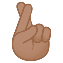 Crossed Fingers Emoji with Medium Skin Tone, Emoji One style