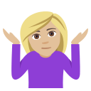 Woman Shrugging Emoji with Medium-Light Skin Tone, Emoji One style