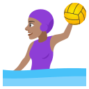 Woman Playing Water Polo Emoji with Medium Skin Tone, Emoji One style