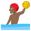 Man Playing Water Polo Emoji with Medium-Dark Skin Tone, Emoji One style