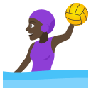 Woman Playing Water Polo Emoji with Dark Skin Tone, Emoji One style