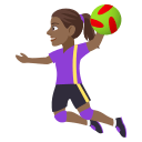Woman Playing Handball Emoji with Medium-Dark Skin Tone, Emoji One style