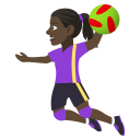 Woman Playing Handball Emoji with Dark Skin Tone, Emoji One style