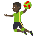 Man Playing Handball Emoji with Dark Skin Tone, Emoji One style