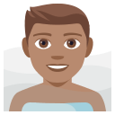 Man in Steamy Room Emoji with Medium Skin Tone, Emoji One style