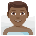 Man in Steamy Room Emoji with Medium-Dark Skin Tone, Emoji One style