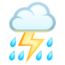 Cloud with Lightning and Rain Emoji, Emoji One style