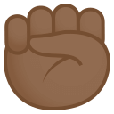 Raised Fist Emoji with Medium-Dark Skin Tone, Emoji One style
