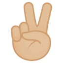 Victory Hand Emoji with Medium-Light Skin Tone, Emoji One style
