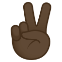 Victory Hand Emoji with Dark Skin Tone, Emoji One style