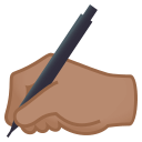 Writing Hand Emoji with Medium Skin Tone, Emoji One style