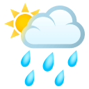 Sun Behind Rain Cloud Emoji, Emoji One style