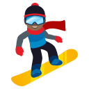 Snowboarder Emoji with Medium-Dark Skin Tone, Emoji One style