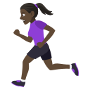 Woman Running Emoji with Dark Skin Tone, Emoji One style