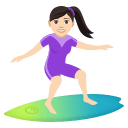 Woman Surfing Emoji with Light Skin Tone, Emoji One style