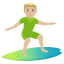 Man Surfing Emoji with Medium-Light Skin Tone, Emoji One style