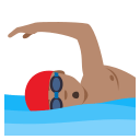 Man Swimming Emoji with Medium Skin Tone, Emoji One style