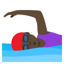 Woman Swimming Emoji with Dark Skin Tone, Emoji One style