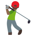 Man Golfing Emoji with Medium-Dark Skin Tone, Emoji One style