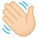 Waving Hand Emoji with Light Skin Tone, Emoji One style