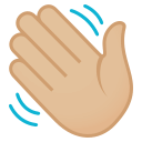 Waving Hand Emoji with Medium-Light Skin Tone, Emoji One style