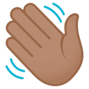 Waving Hand Emoji with Medium Skin Tone, Emoji One style