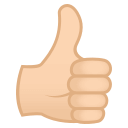 Thumbs Up Emoji with Light Skin Tone, Emoji One style