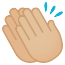 Clapping Hands Emoji with Medium-Light Skin Tone, Emoji One style