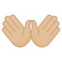 Open Hands Emoji with Medium-Light Skin Tone, Emoji One style